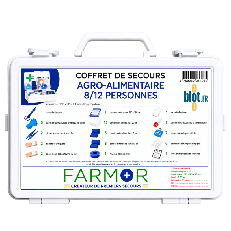Coffret de secours agroalimentaire 8/12 personnes Coffret de secours agroalimentaire 8/12 personnes