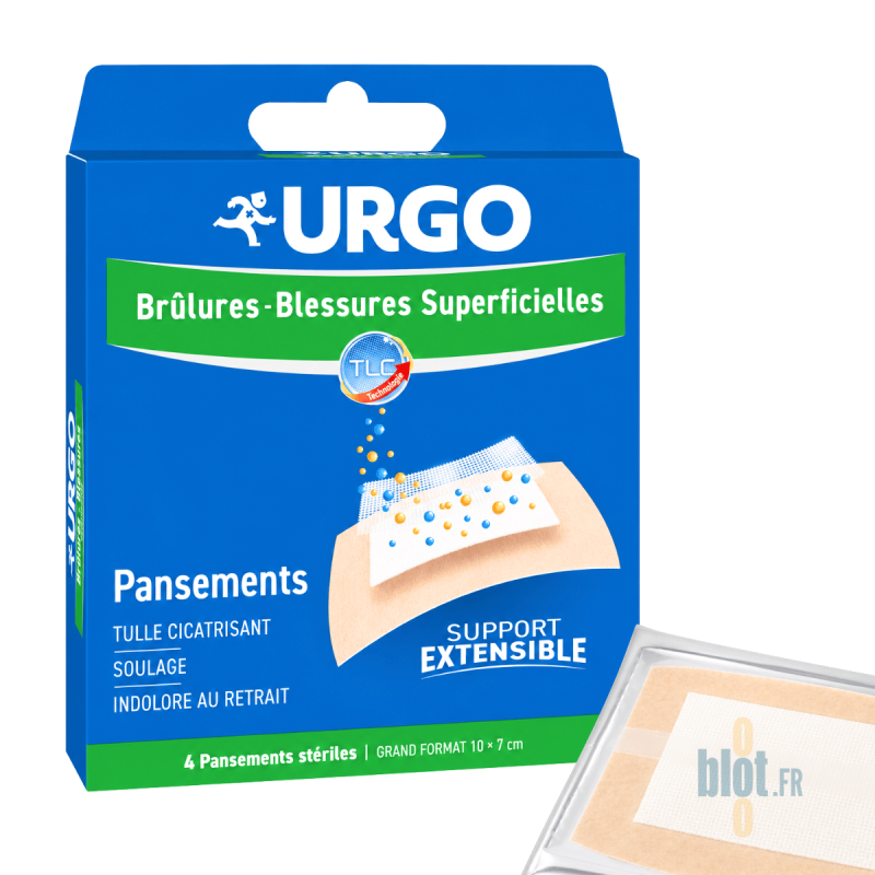 (x4) - URGO Pansement Stérile Brûlure 10x7 cm | Retrait Indolore