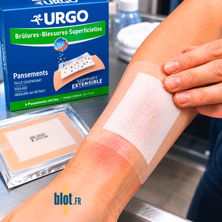 (x4) - URGO Pansement Stérile Brûlure 10x7 cm | Retrait Indolore