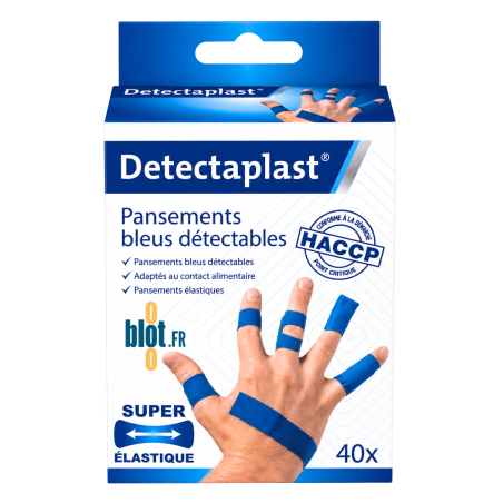 Boîte de pansements bleus détectables FARMOR tissu élastique HACCP x40