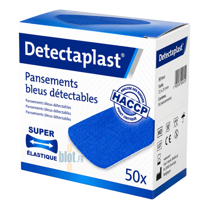 (x50) - Pansements Bleus Détectables Élastique FARMOR - 38x72 MM