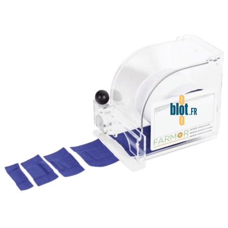 Distributeur mural de pansement rechargeable avec bande bleue à découper