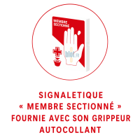 Signalétique membre sectionné fournie avec grippeur autocollant pour repérage rapide du kit secours industriel