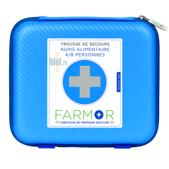 Trousse de secours agro-alimentaire 4/8 personnes FARMOR en PU bleu avec fermeture zip