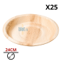 Assiette en palmier ronde 24 cm biodégradable pour plats principaux vendue par lot de 25