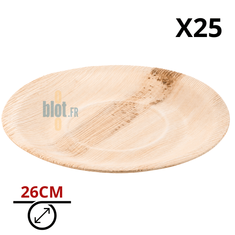 (X25) – Assiette en palmier - (Ø26 CM) (X25) – Assiette en palmier - (Ø26 CM)