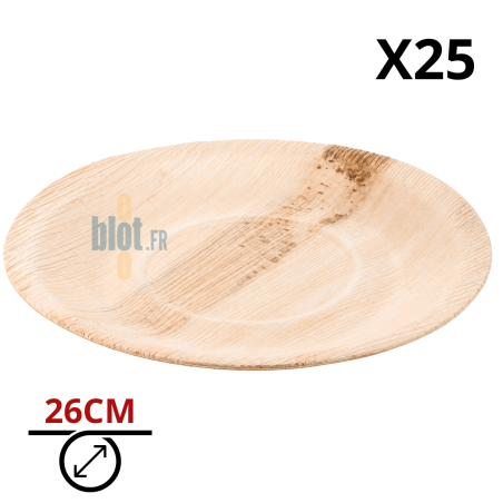 Grande assiette en palmier naturel 26 cm pour service à table