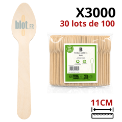Petite cuillère en bois de bouleau 11 cm vendue en lot professionnel de 3000 pièces