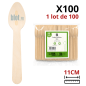 Petite cuillère en bois de bouleau 11 cm vendue en sachet de 100 pièces pour la restauration