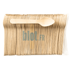 Sachet de 100 petites cuillères en bois de bouleau pour cafés, desserts et dégustations