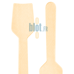 Vue recto verso d'une mini cuillère à glace en bois de bouleau de 9,5 cm