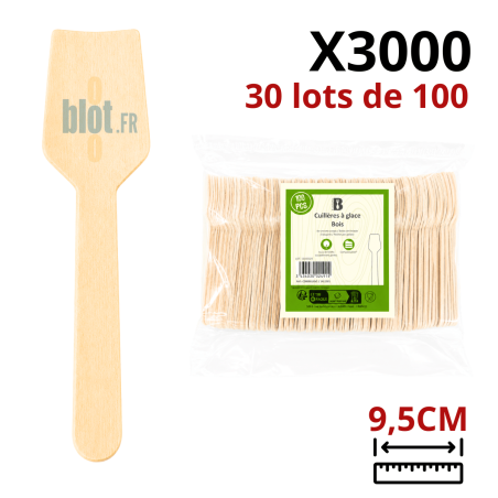 Mini Cuillère à Glace en Bois 9,5 cm | Lot de 3000 | Écologique