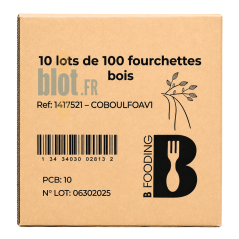 Carton de stockage de 1000 fourchettes en bois lisse 16 cm pour restaurants, collectivités et traiteurs