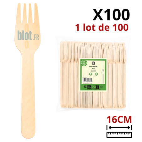 Fourchettes en Bois 16 cm | Lot de 100 | CHR - dimensions et conditionnement
