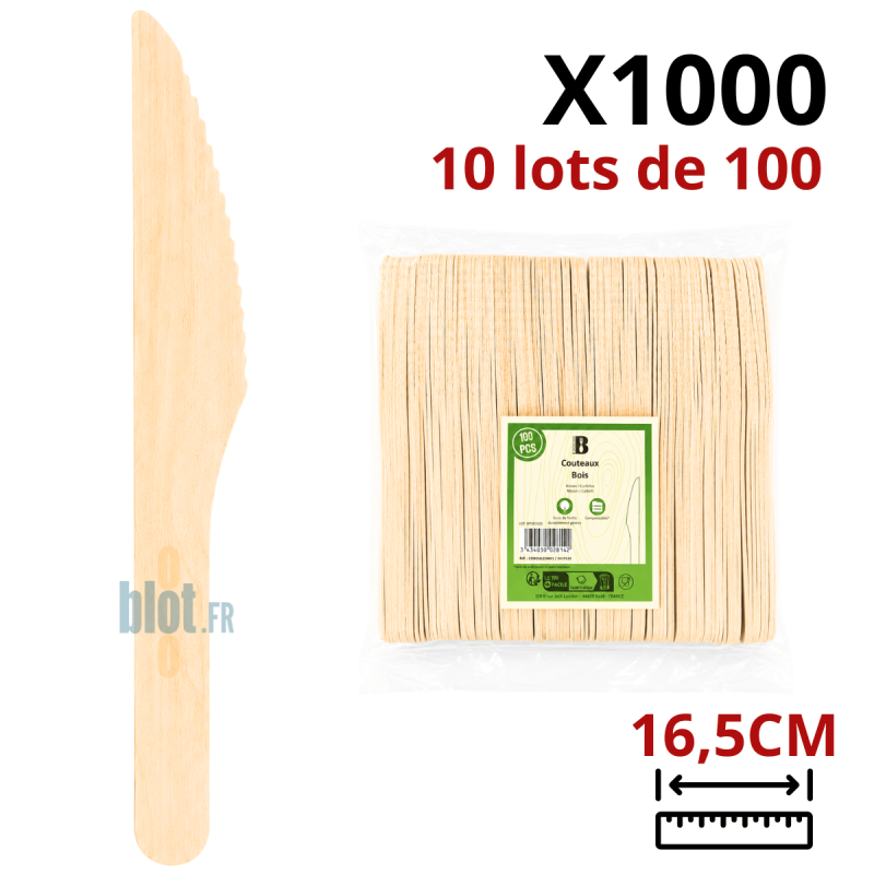 Couteaux en Bois 16,5 cm | Lot de 1000 | Bois de Bouleau