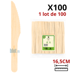 Sachet de 100 couteaux en bois de bouleau 16,5 cm pour professionnels de la restauration
