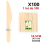Couteaux en Bois 16,5 cm | Lot de 100 | Bois de Bouleau