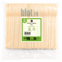 Sachet de 100 cuillères en bois lisse destiné aux professionnels de la restauration