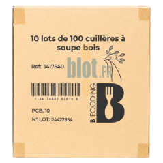 Emballage carton de cuillères en bois 16 cm pour restauration et collectivités