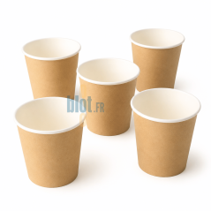 Ensemble de gobelets carton kraft brun 10 cl avec intérieur blanc