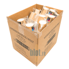 Carton contenant 20 lots de 50 gobelets carton kraft brun 10 cl