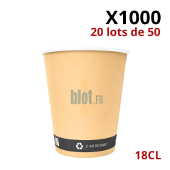Gobelets carton brun 18 cl vendus par carton de 1000 pièces en 20 lots de 50