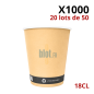 Gobelets carton brun 18 cl vendus par carton de 1000 pièces en 20 lots de 50