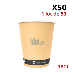 Gobelets carton brun 18 cl vendus en sachet de 50 pour boissons chaudes et froides