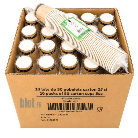(X1000) - Gobelets carton brun 25 CL - (Ø 78 MM)