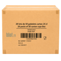 Carton fermé de 1000 gobelets carton brun 25 cl en conditionnement professionnel