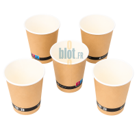 Vue d’ensemble de gobelets carton brun 30 cl pour latte cappuccino et boissons à emporter
