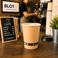 Gobelet carton brun 30 cl utilisé pour café latte cappuccino et boissons chaudes à emporter