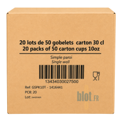 (X1000) - Gobelets carton brun 30 CL - (Ø 87 MM) - Carton fermé