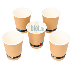 Groupe de gobelets carton brun 30 cl pour cafés longs latte et boissons chaudes