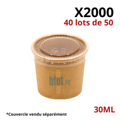 Pot à sauce carton 30 ml kraft brun vendu par lot de 2000 unités