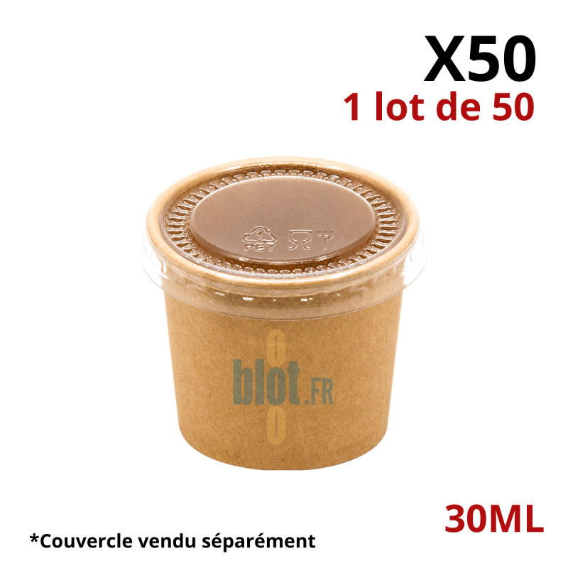 (X50) - Pots à sauce kraft brun 30 ML - (Ø 43 MM)