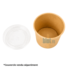 Pot à sauce carton 30 ml kraft brun avec couvercle transparent vendu séparément