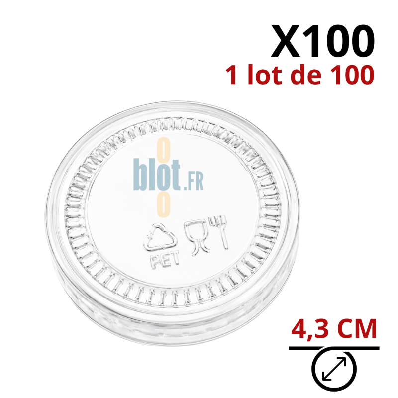 (X100) - Couvercle PET Transparent pour Pot 30 - (Ø 43 MM)