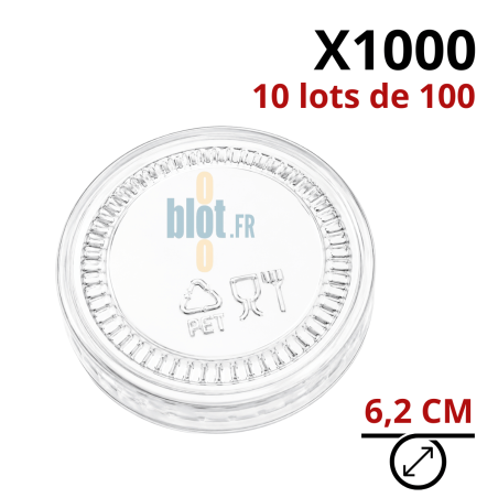(X1000) - Couvercle PET Transparent pour Pot 60 - (Ø 62 MM)