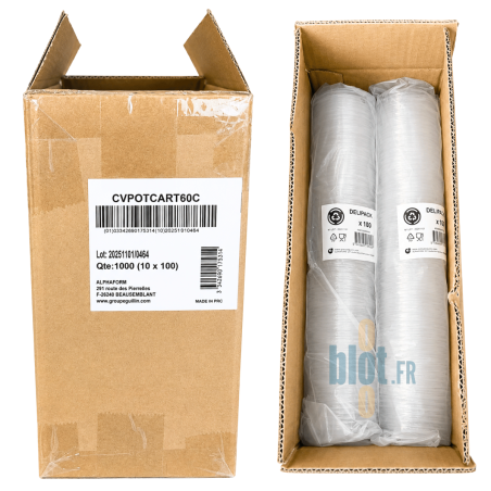 (X1000) - Couvercle PET Transparent pour Pot 60 - (Ø 62 MM)