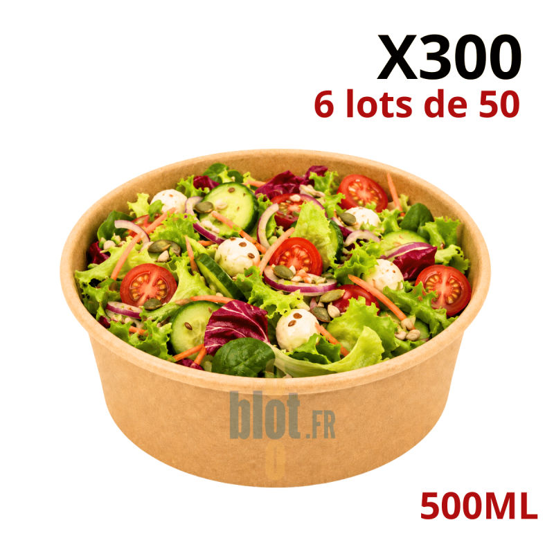 (X300) - Pots à salade kraft  500 ML - (Ø 14,8 CM | H 4,7 CM)