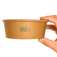 Vue latérale du saladier kraft brun 500 ml pour vente à emporter