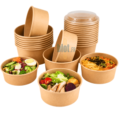 (X300) - Pots à salade kraft  500 ML - (Ø 14,8 CM | H 4,7 CM)