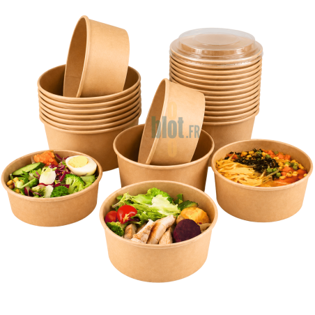 (X300) - Pots à salade kraft  500 ML - (Ø 14,8 CM | H 4,7 CM)