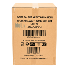 Carton de 300 pots à salade kraft brun 500 ml conditionnement professionnel