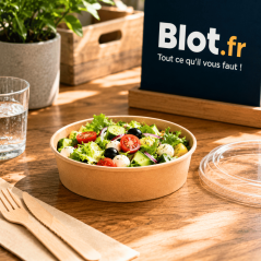 (X300) - Pots à salade kraft  500 ML - (Ø 148 MM) - Mise en situation sur comptoir