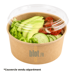 Saladier carton 750 ml avec couvercle transparent compatible vendu séparément