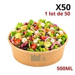 Pot à salade kraft 500 ml vendu en lot de 50 unités pour la vente à emporter