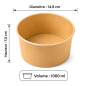 (X300) - Pots à salade kraft  1000 ML - (Ø 14,8 CM | H 7,6 CM)