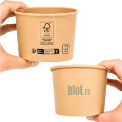 Détail du saladier carton kraft 1000 ml certifié FSC recyclable pour aliments chauds et froids